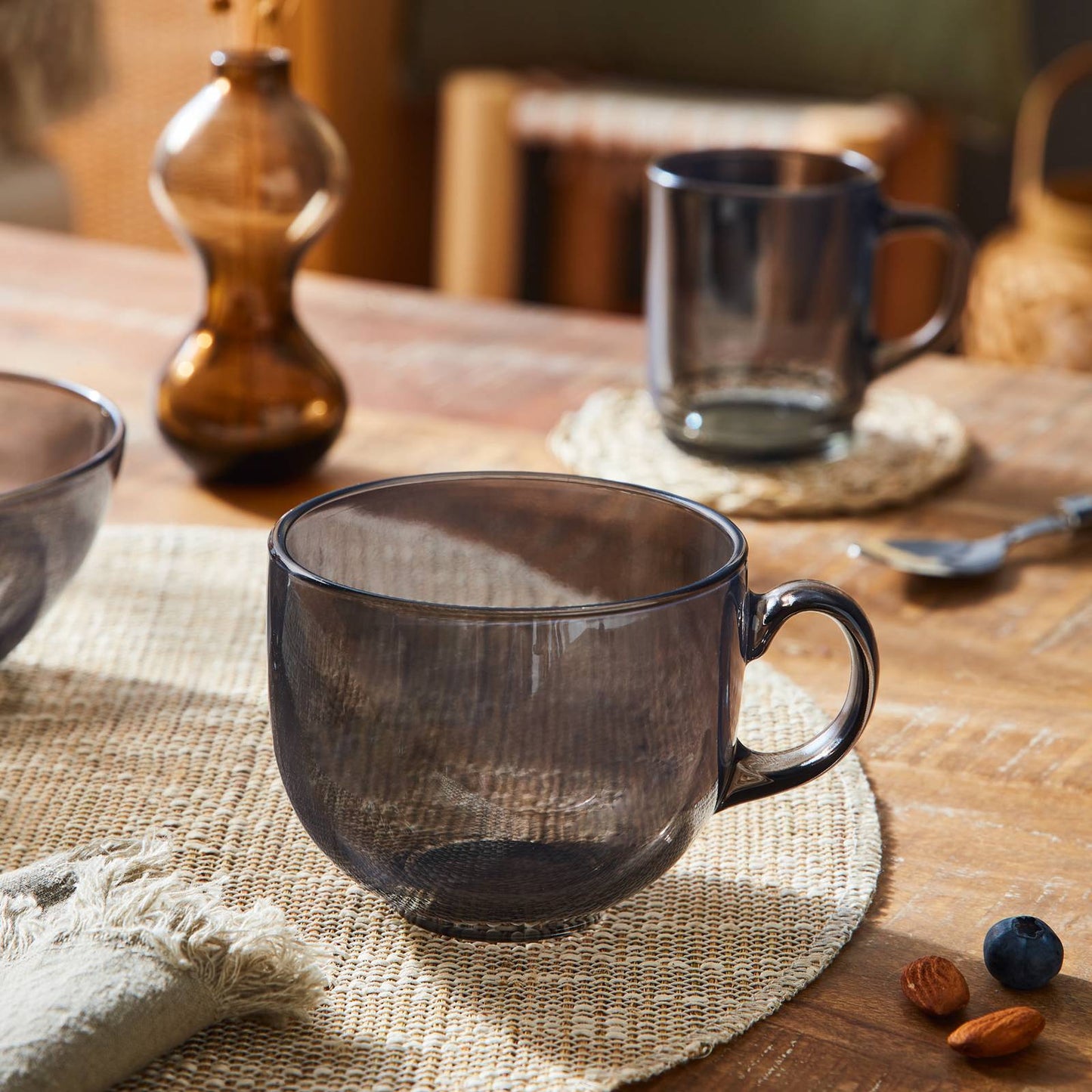 Soup mug | Black tinted glass mug