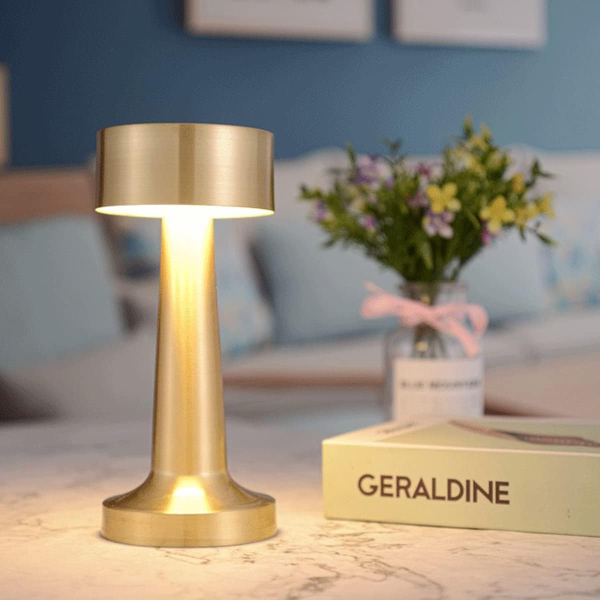 Rechargeable LED Table Lamp – Touch Control, Dimmable, Cordless Metal Desk Lamp with 3 Color Modes