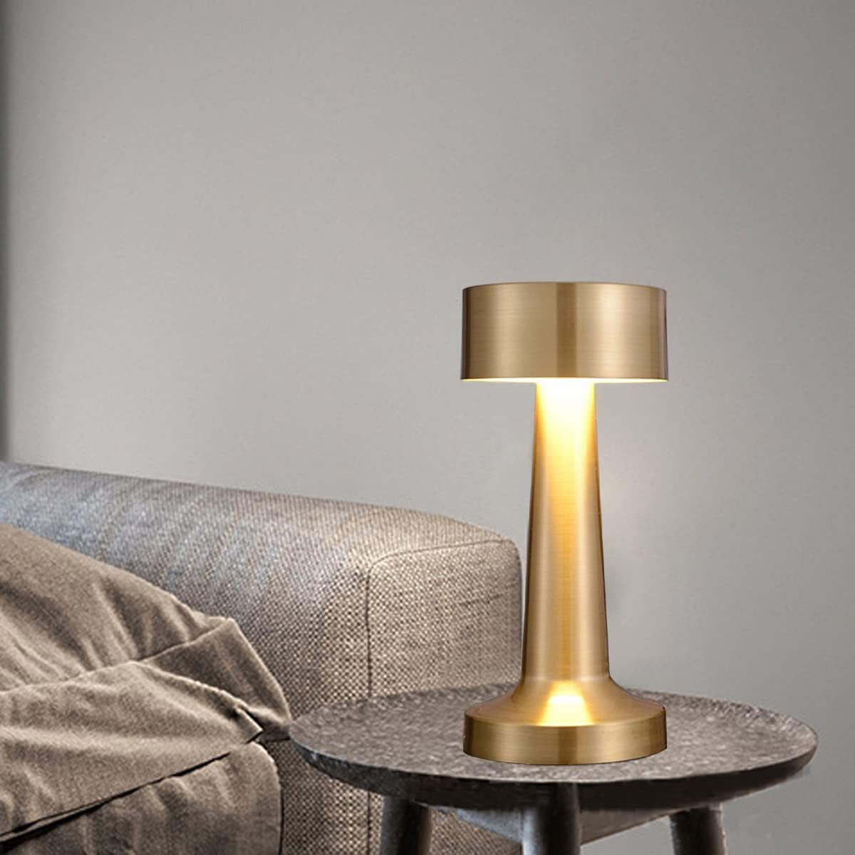 Rechargeable LED Table Lamp – Touch Control, Dimmable, Cordless Metal Desk Lamp with 3 Color Modes