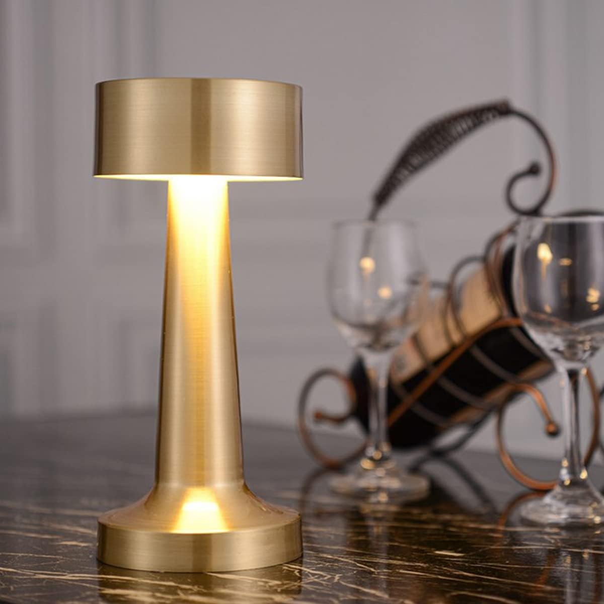 Rechargeable LED Table Lamp – Touch Control, Dimmable, Cordless Metal Desk Lamp with 3 Color Modes