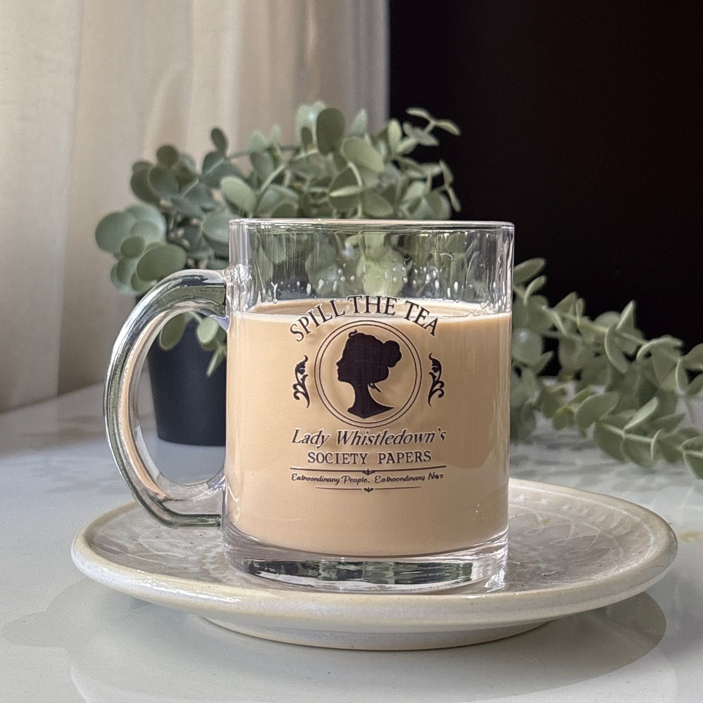 Lady whistledown Glass Mug | Bridgerton themed glass mug -325ml