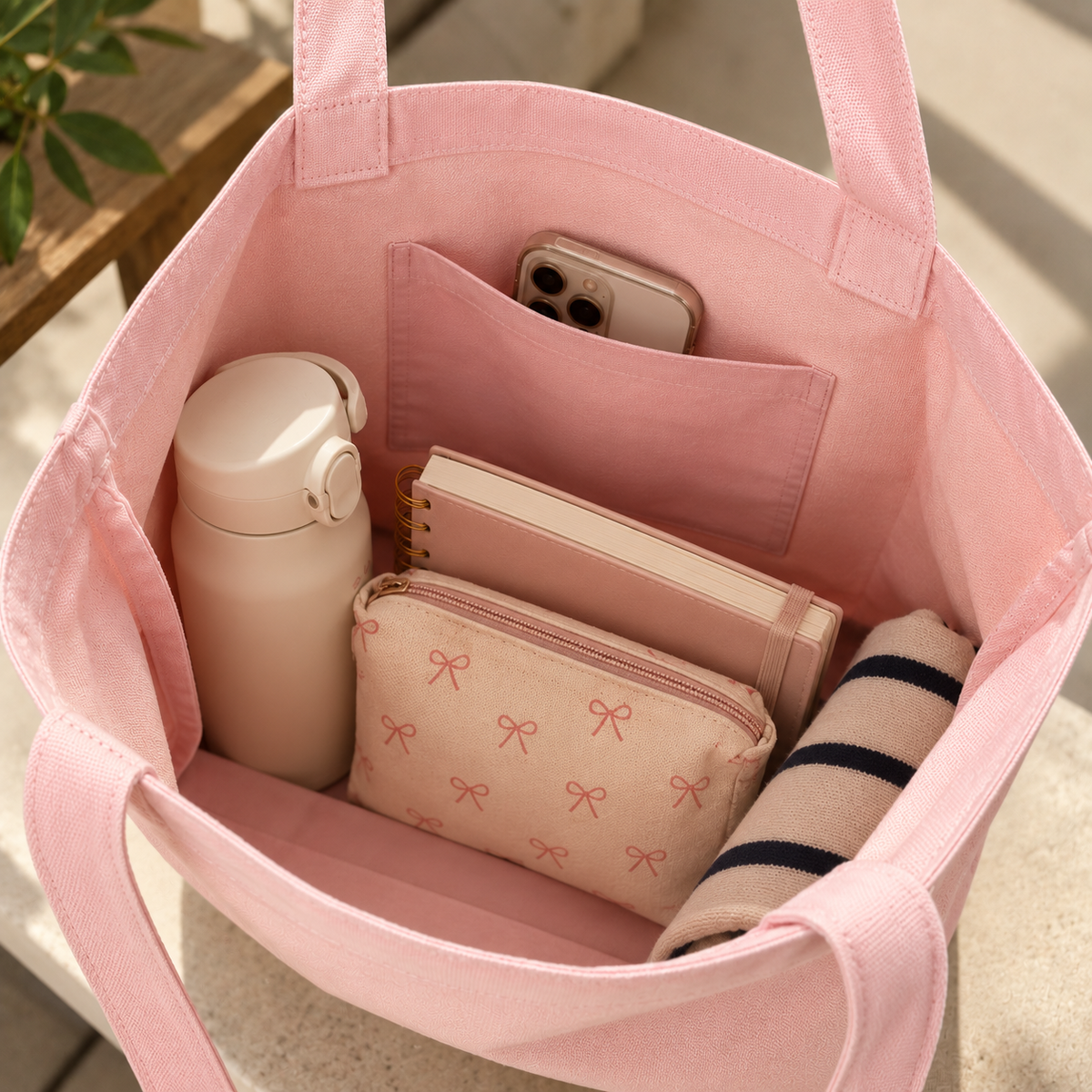 Unbothered Baby Pink Tote Bag | Minimal Pink Aesthetic Canvas Tote