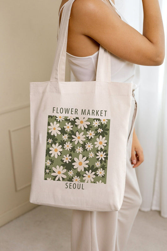 Flowers market Seoul tote bag | aesthetic tote bag