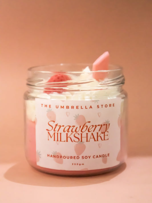 Whipped strawberry milkshake candle