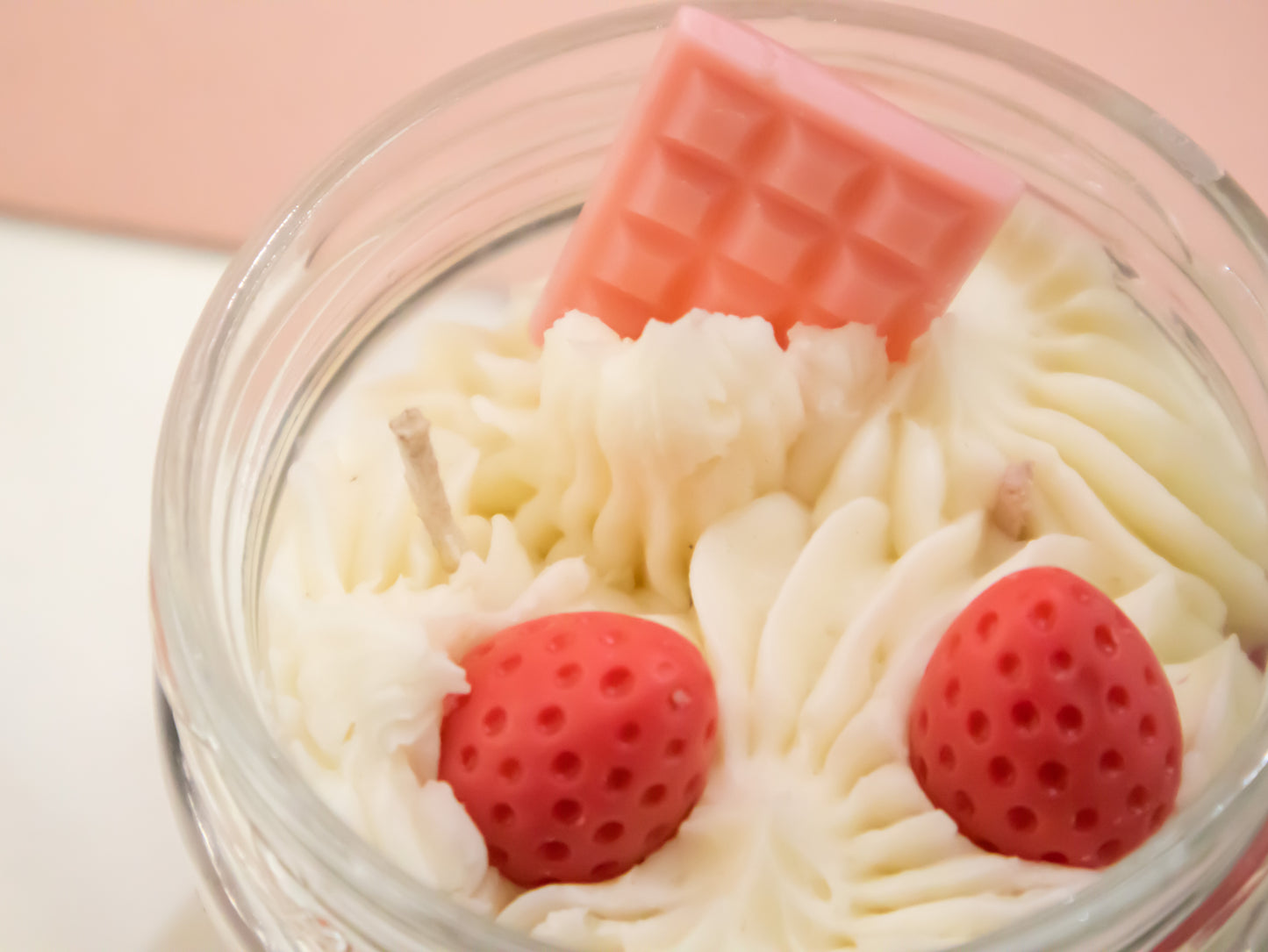 Whipped strawberry milkshake candle