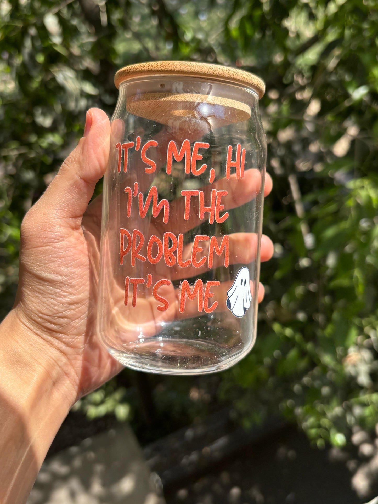 Anti hero Glass tumbler with wooden lid and glass straw | Taylor swift inspired themed glass tumbler