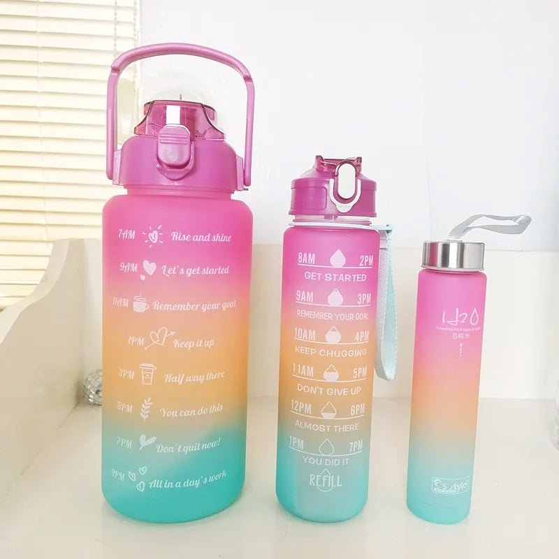 Gradient Color Sipper Water Bottle- Set of 3
