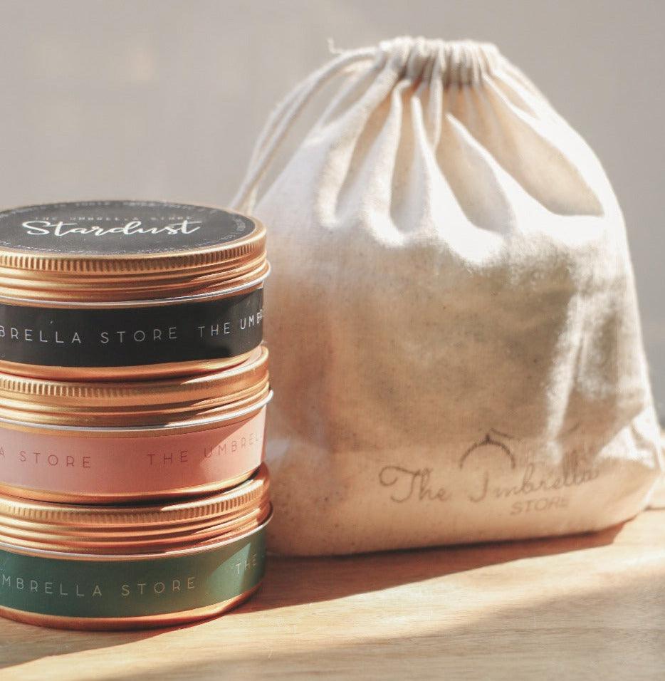 Set of 3 Tin Scented candle - The Umbrella store