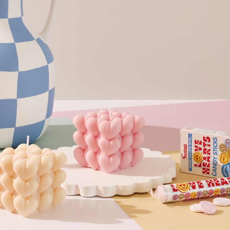 Pink Heart cube candle - The Umbrella store