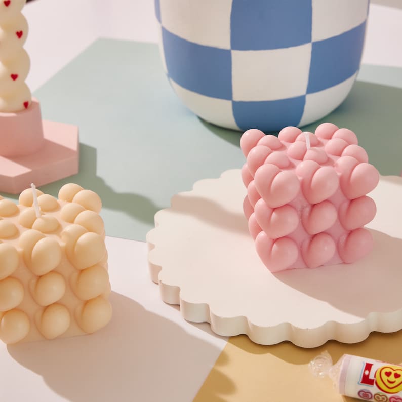 Pink Heart cube candle - The Umbrella store