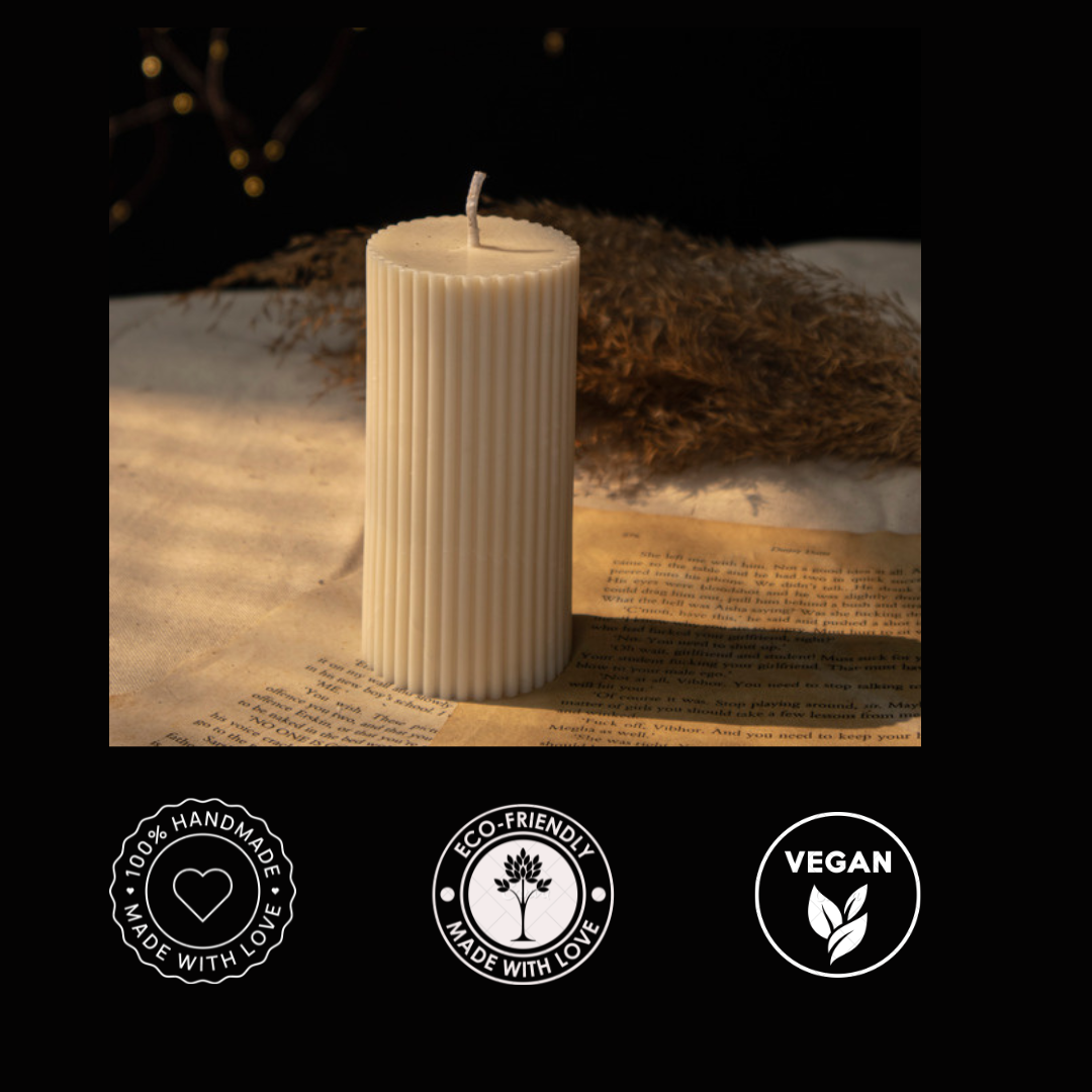 Ribbed Pillar Soy Candle-Set of 2 - The Umbrella store