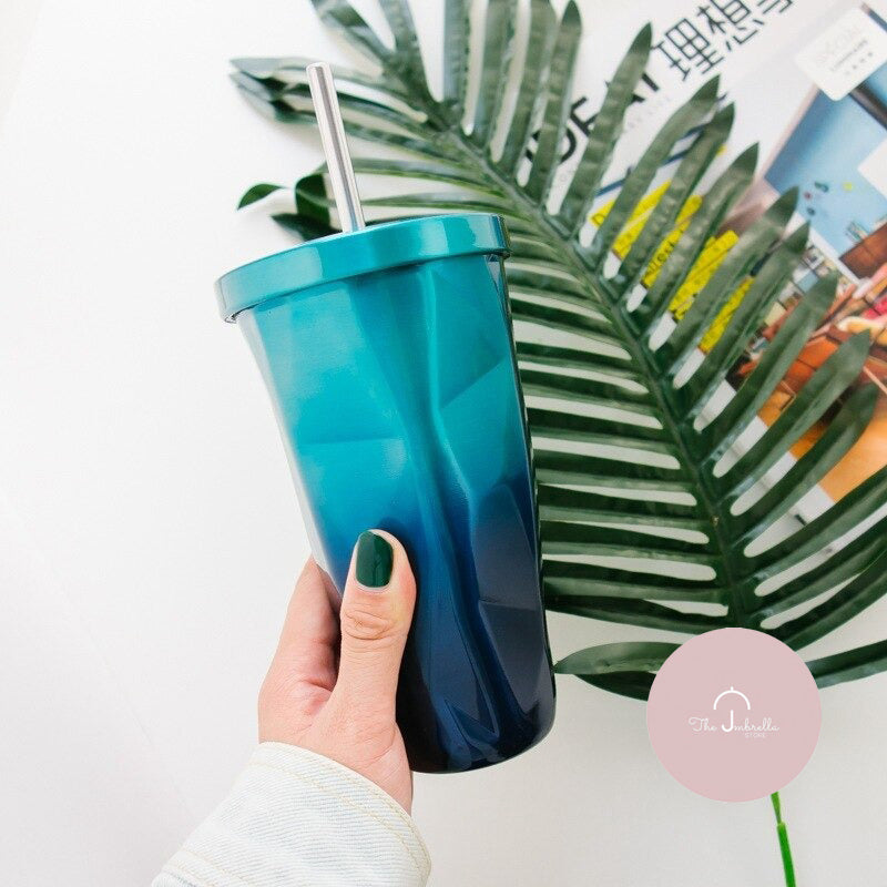 Stainless Steel Tumbler with Straw - The Umbrella store