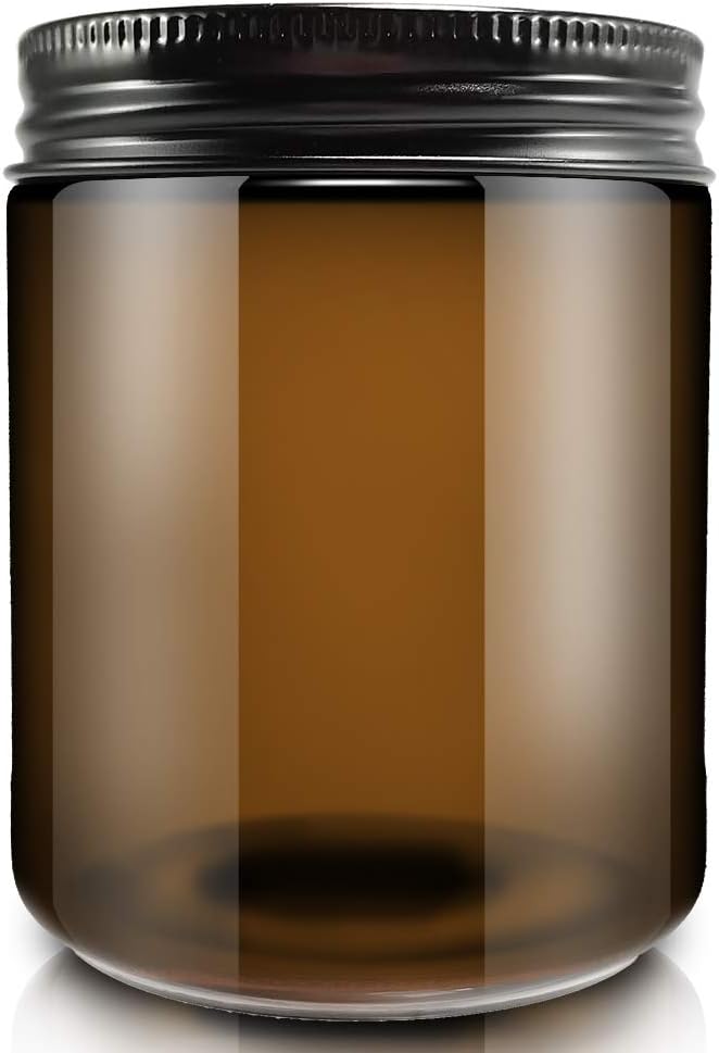 Amber Glass Jars with Black Metal Caps- 180gm