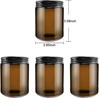 Amber Glass Jars with Black Metal Caps- 180gm