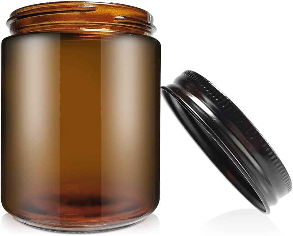 Amber Glass Jars with Black Metal Caps- 180gm