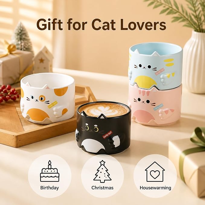 Cute Cat Ceramic Mug- 1 pc