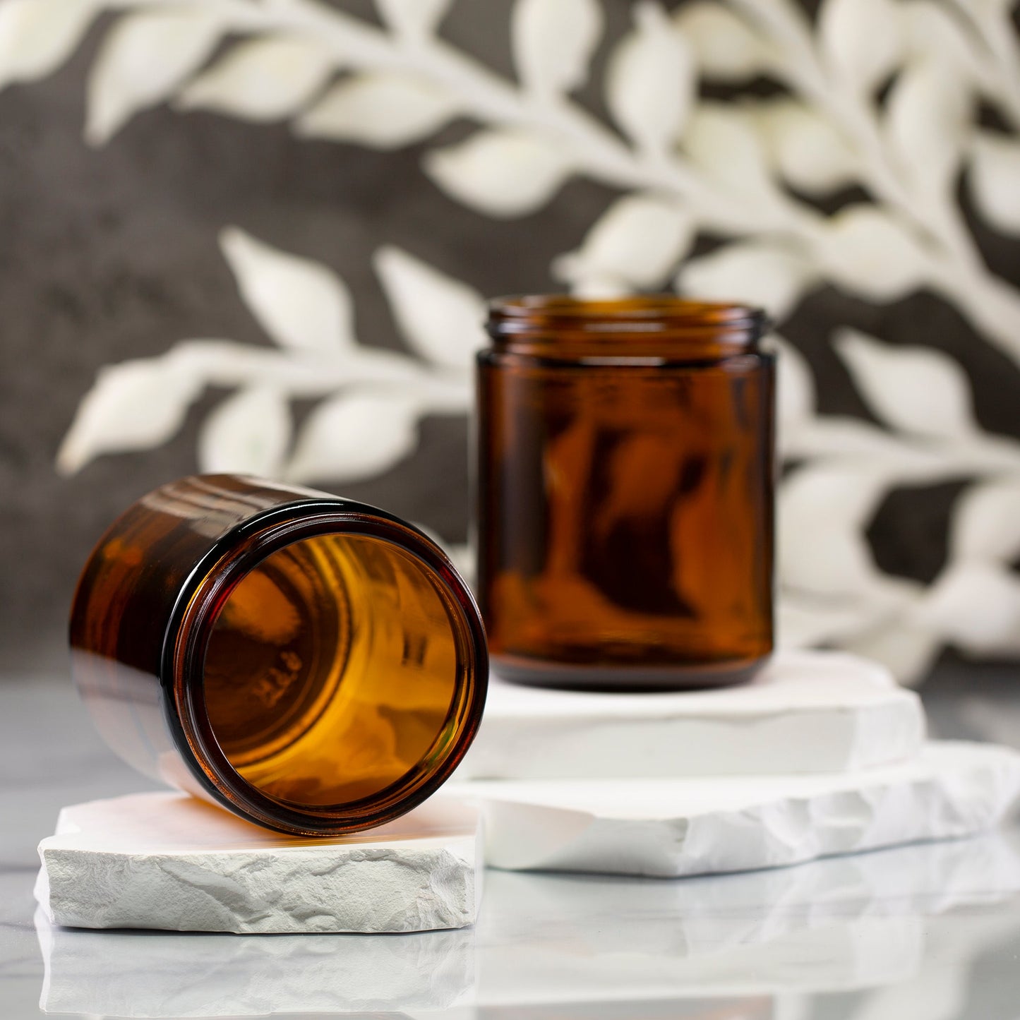 Amber Glass Jars with Black Metal Caps- 180gm