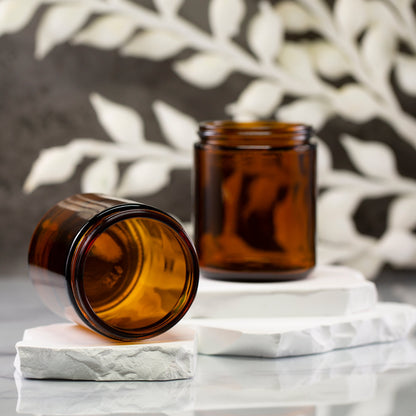 Amber Glass Jars with Black Metal Caps- 180gm