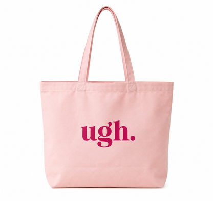 Baby Pink ugh Tote Bag | Minimal Pink Aesthetic Canvas Tote