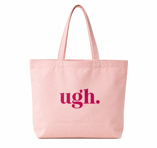 Baby Pink ugh Tote Bag | Minimal Pink Aesthetic Canvas Tote