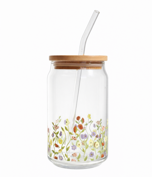 Eras Piano Garden Glass Tumbler with Bamboo Lid & Glass Straw – Taylor-Inspired Floral Drinkware