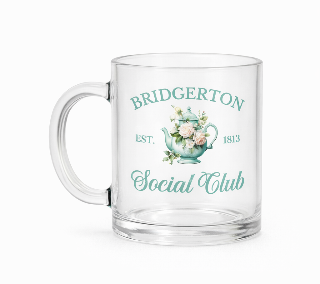 Bridgerton social club Glass Mug | Bridgerton themed glass mug -325ml