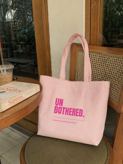 Unbothered Baby Pink Tote Bag | Minimal Pink Aesthetic Canvas Tote
