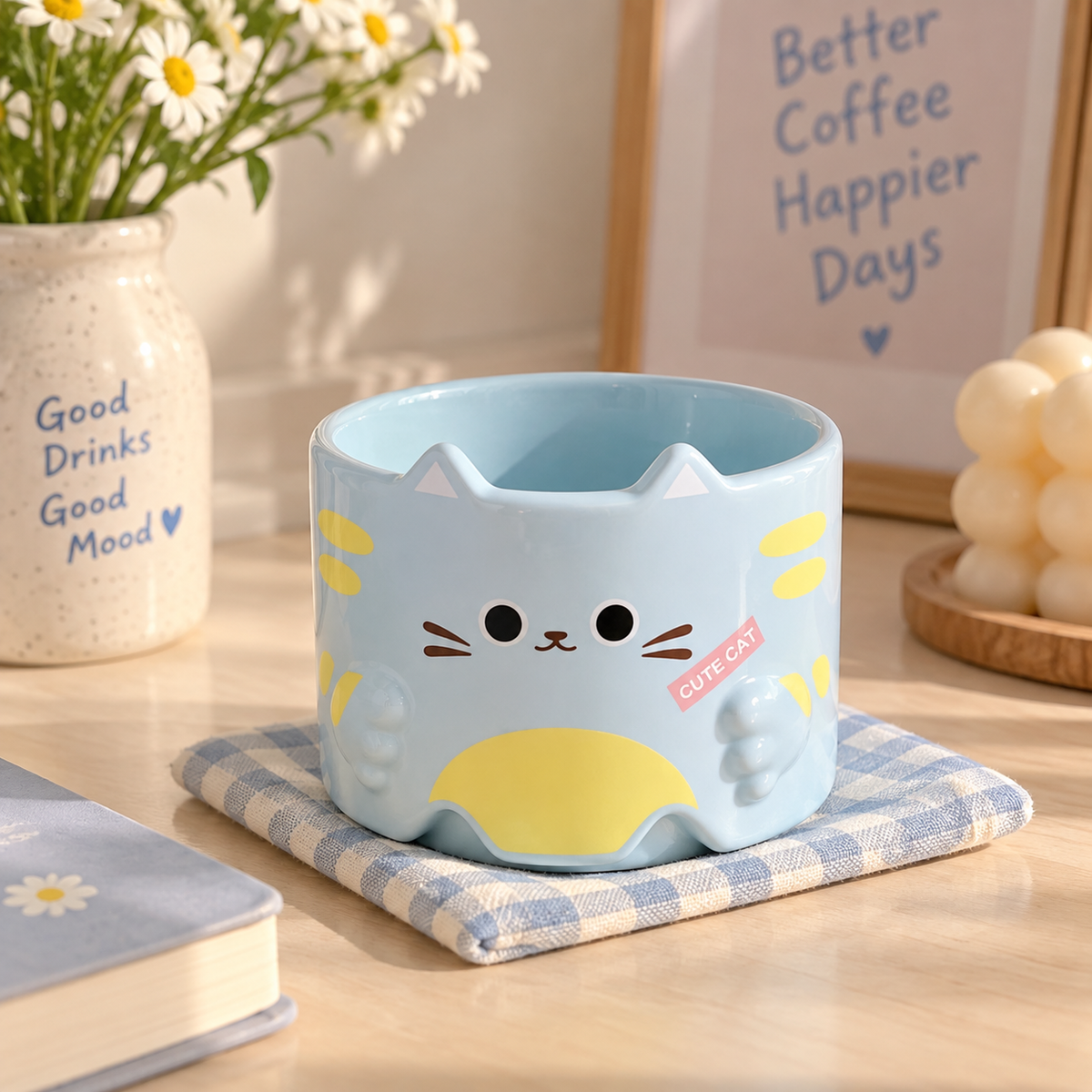 Cute Cat Ceramic Mug- 1 pc