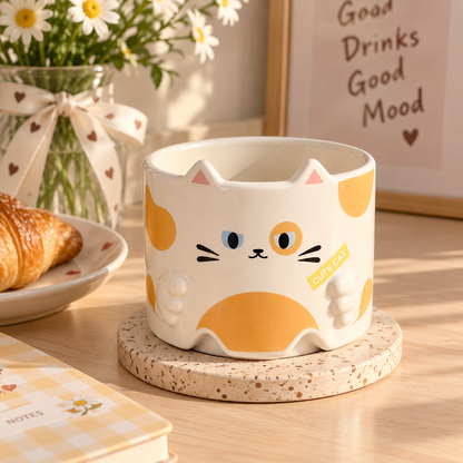 Cute Cat Ceramic Mug- 1 pc