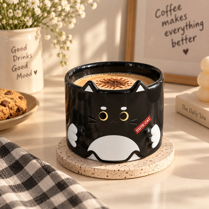 Cute Cat Ceramic Mug- 1 pc