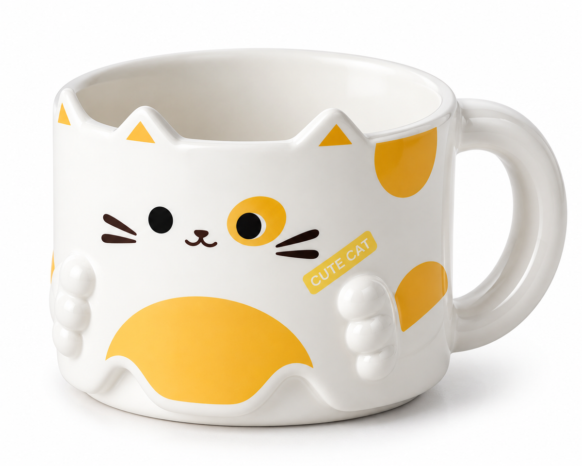 Cute Cat Ceramic Mug- 1 pc