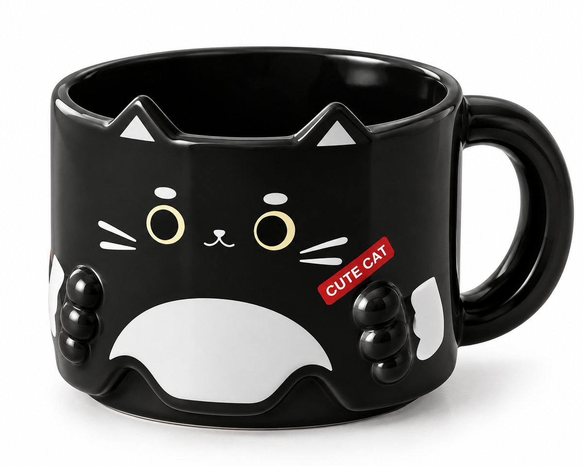 Cute Cat Ceramic Mug- 1 pc