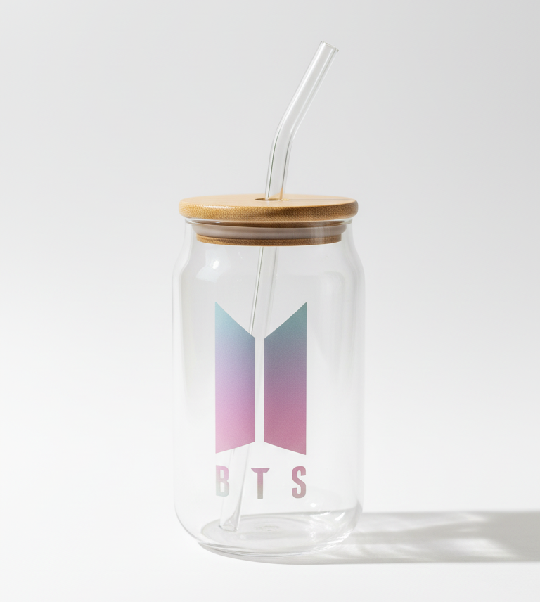 BTS tumbler | BTS themed glass tumbler