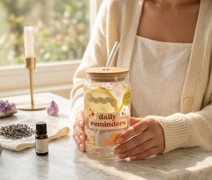 Daily reminder Glass Tumbler with straw