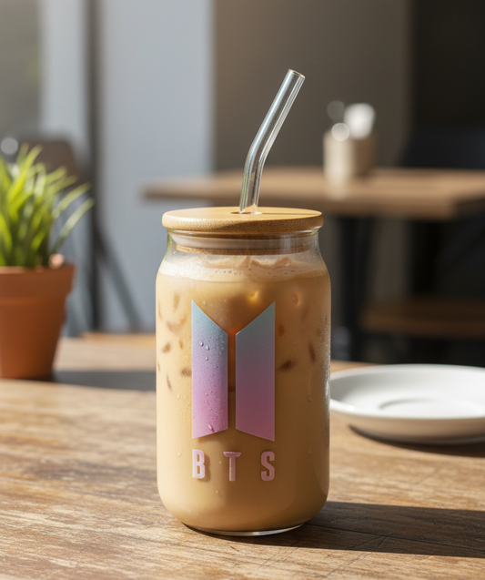 BTS tumbler | BTS themed glass tumbler