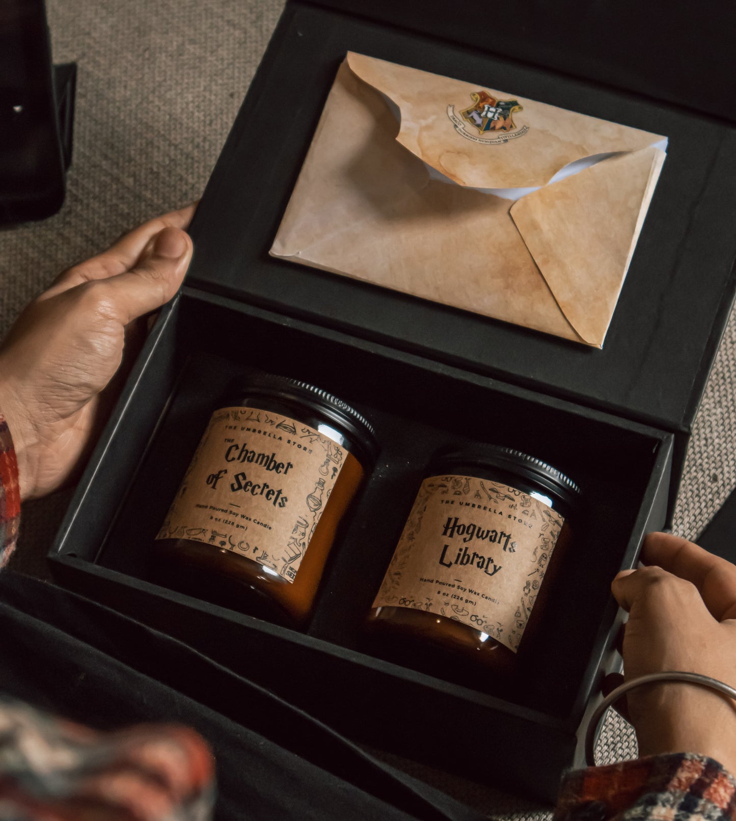 Harry Potter Themed Scented candle Gift Hamper: Set of 2 candles| Luxe Hamper Box