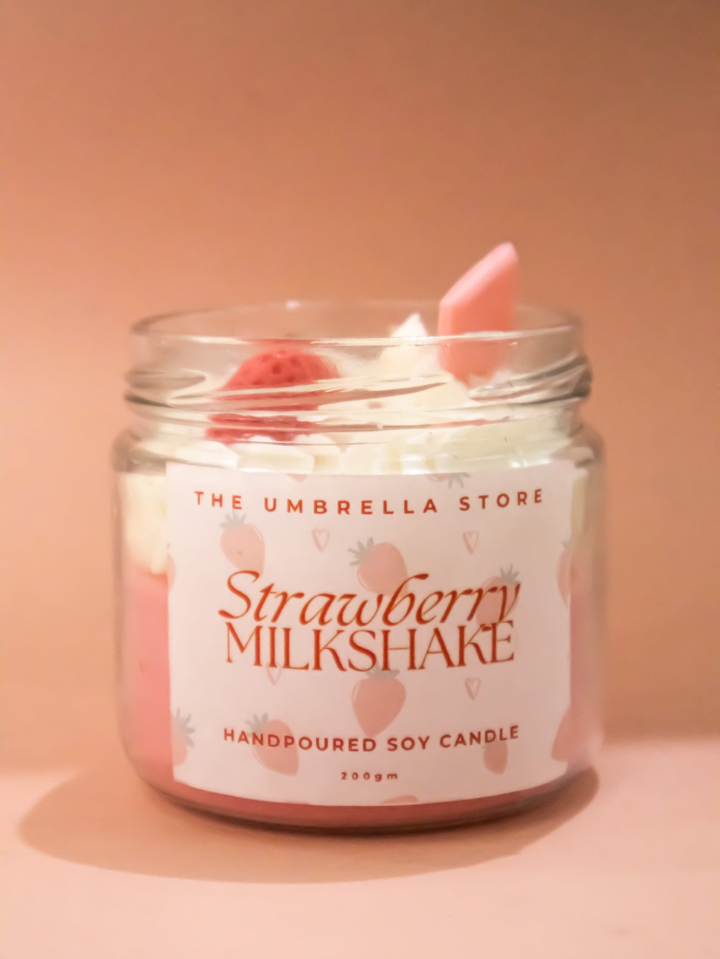 Whipped strawberry milkshake candle
