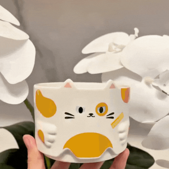 Cute Cat Ceramic Mug- 1 pc