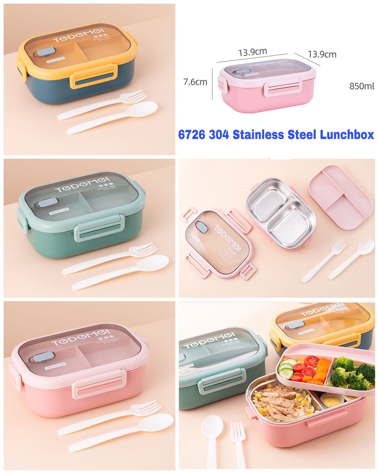304 Stainless Steel Lunch Box For Adults Kids School Office 2