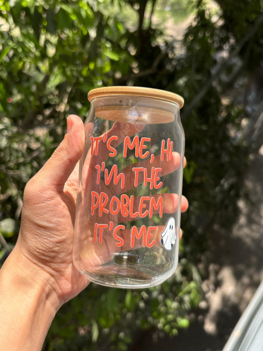 Anti hero Glass tumbler with wooden lid and glass straw | Taylor swift inspired themed glass tumbler