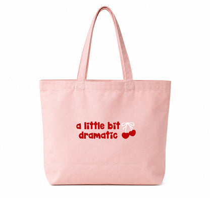 "A little bit dramatic" Baby Pink Tote Bag | Minimal Pink Aesthetic Canvas Tote