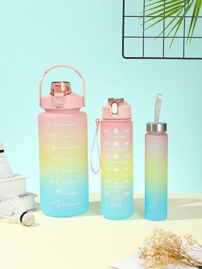 Gradient Color Sipper Water Bottle- Set of 3