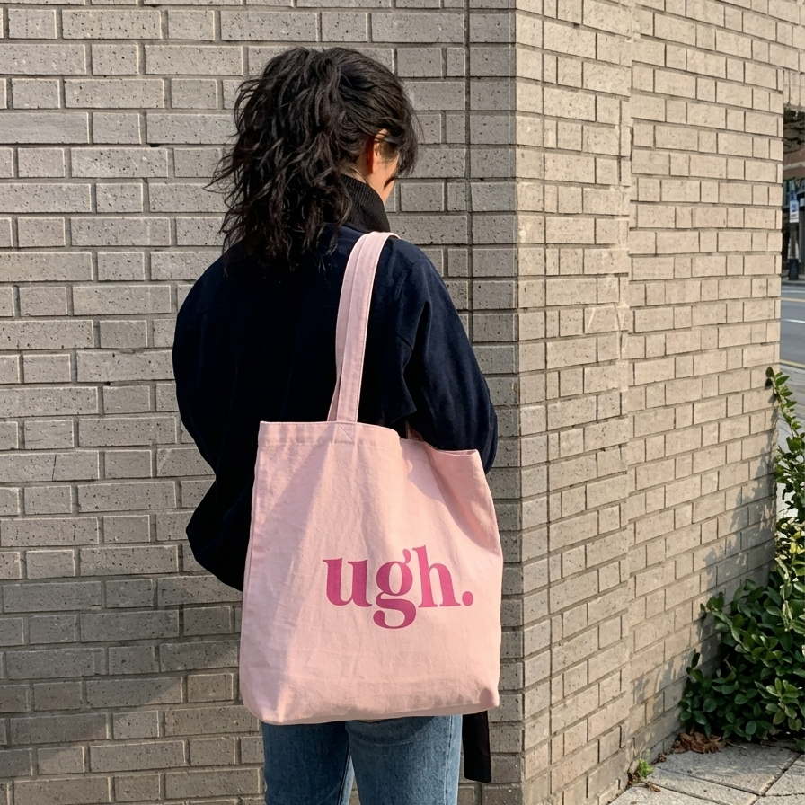Baby Pink ugh Tote Bag | Minimal Pink Aesthetic Canvas Tote