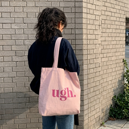 Baby Pink ugh Tote Bag | Minimal Pink Aesthetic Canvas Tote