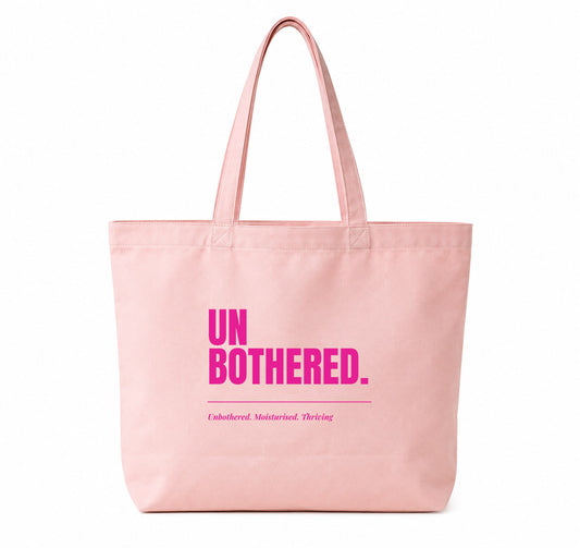 Unbothered Baby Pink Tote Bag | Minimal Pink Aesthetic Canvas Tote
