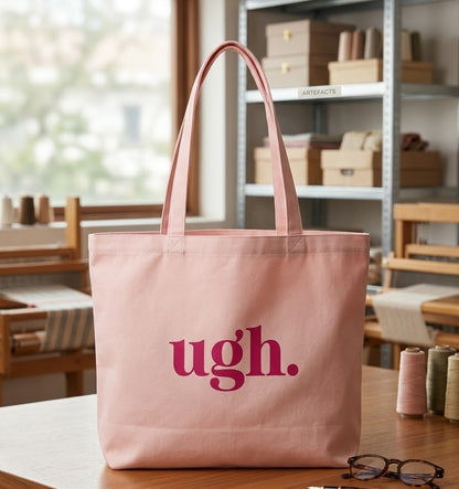 Baby Pink ugh Tote Bag | Minimal Pink Aesthetic Canvas Tote
