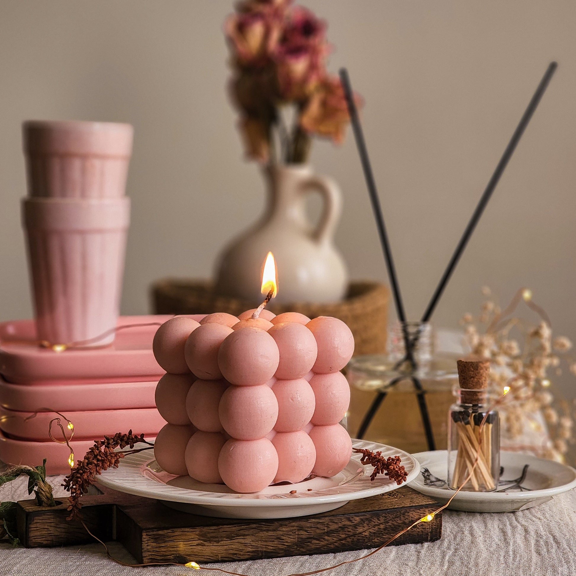 Pastel Pink Bubble candle - Valentine's day special - The Umbrella store