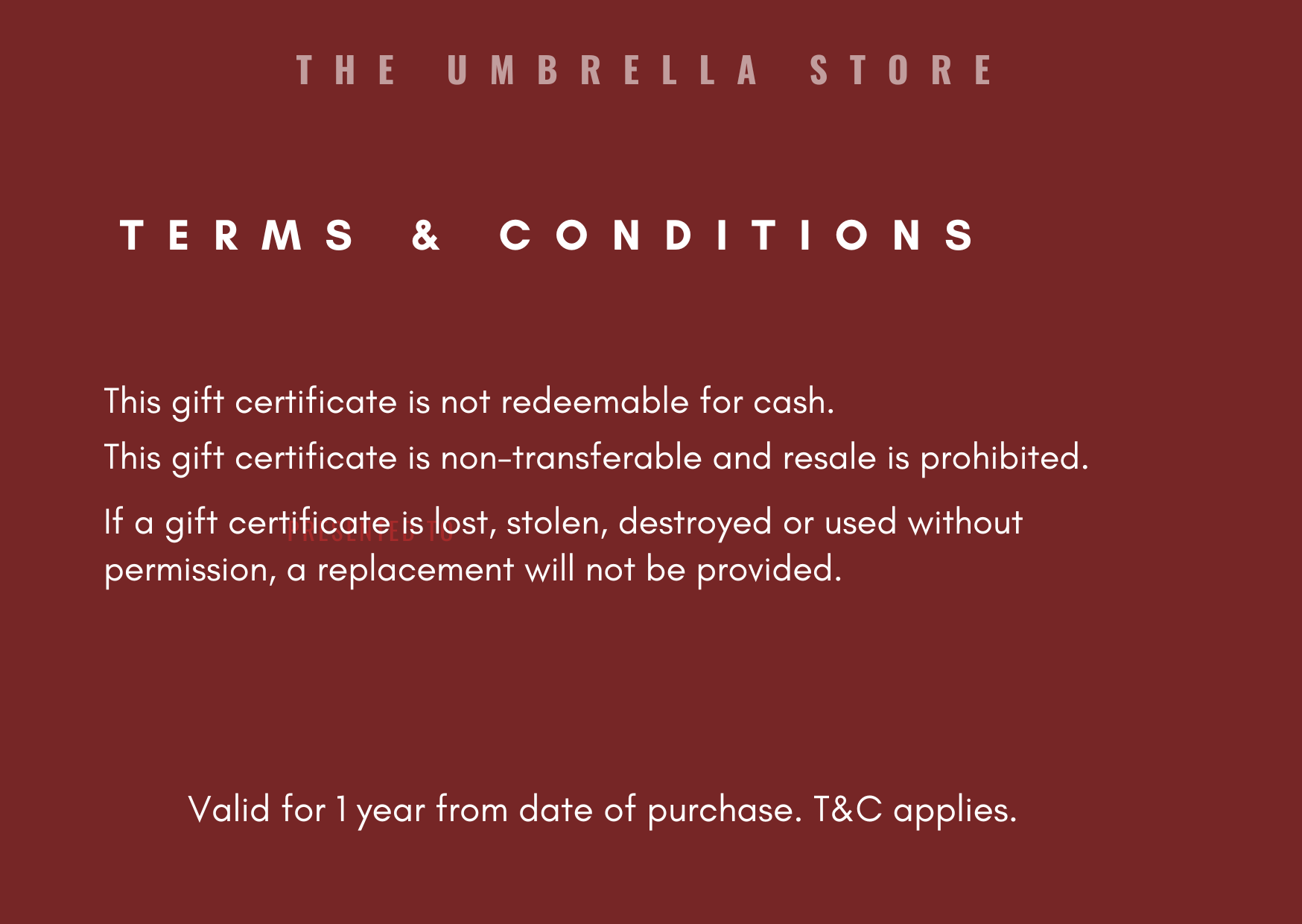 Valentine's day gift Card - The Umbrella store