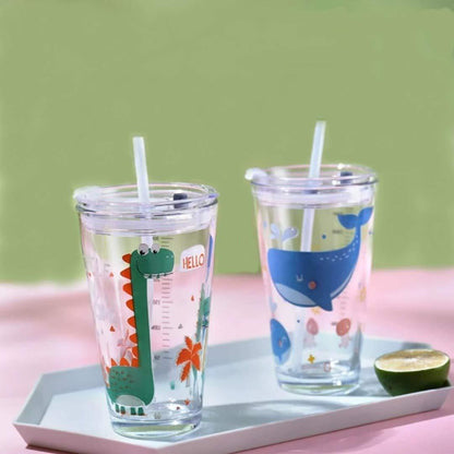 Glass Tumbler with Straw - The Umbrella store
