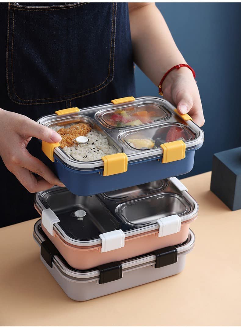 Stainless Lunch Box- 3 compartment - The Umbrella store